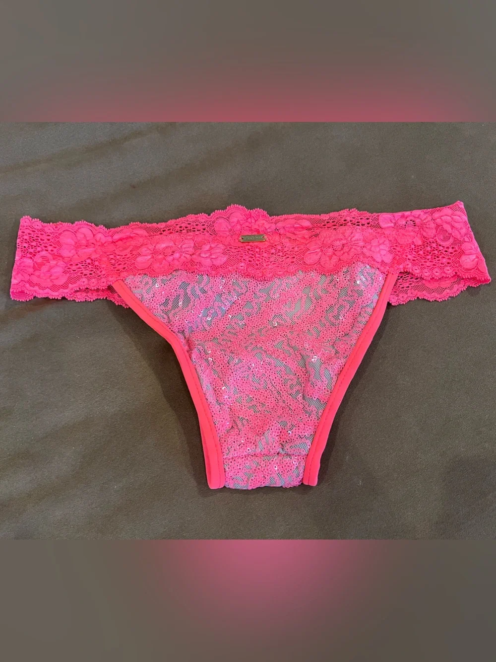 Beach Bunny Neon Pink Lace & Sequin bikini bottom